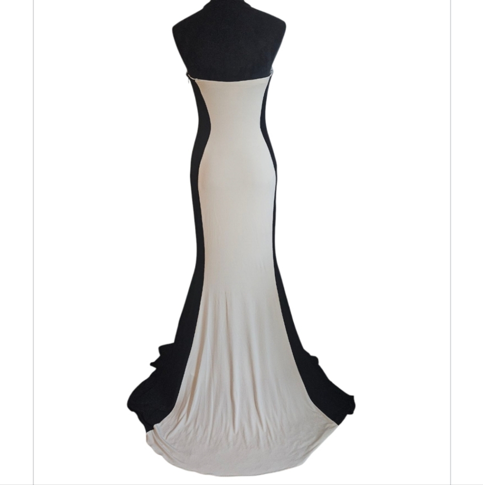 Cache Formal Evening Halter Top Black & White Illusion Gown - Size 8 - Picture 8 of 8